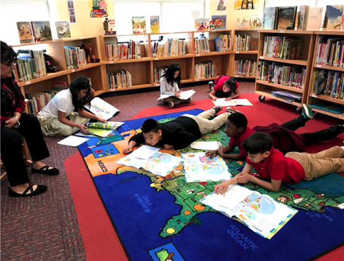 Fourth grade doing an atlas scavenger hunt.  